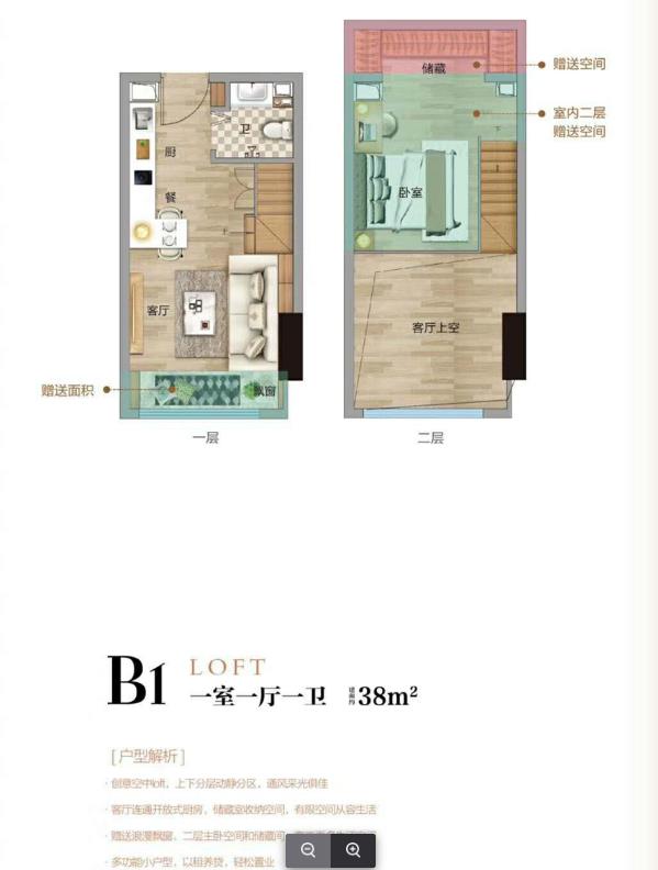 loft公寓B1户型-1室1厅1卫 